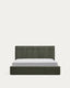 Darnela moss green chenille bed with folding storage base for 160 x 200cm mattress