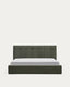 Darnela moss green chenille bed with folding storage base for 180 x 200cm mattress