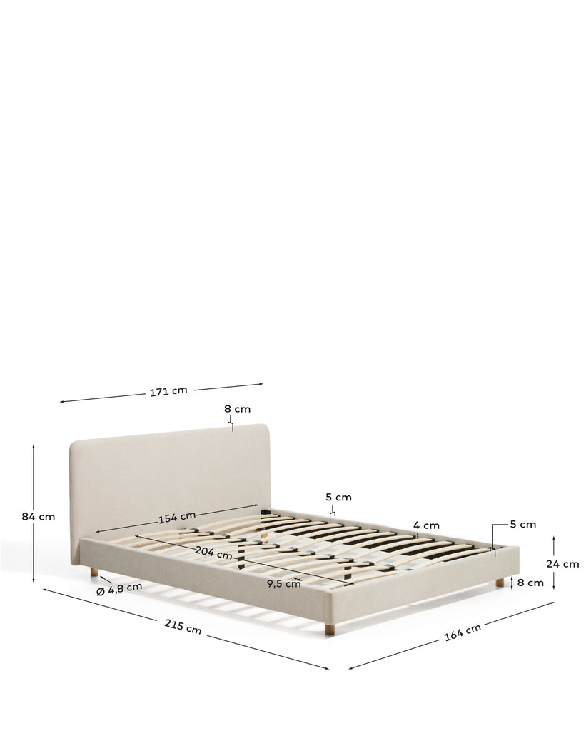 Selven beige chenille bed for 150 x 200cm mattress