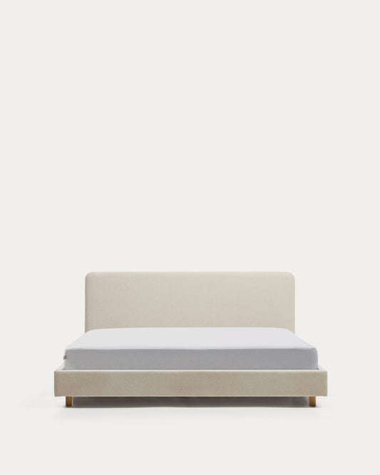 Lit Selven en chenille beige pour matelas de 150 x 200 cm