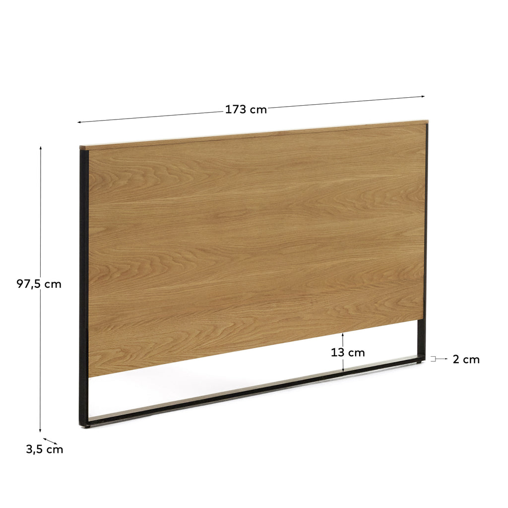 Tête de lit Taiana en placage de chêne et pieds en acier finition noire 160 cm