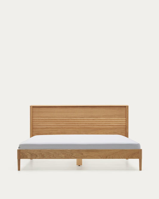 Lit Lenon en bois et placage chêne pour matelas de 160 x 200 cm FSC MIX Credit