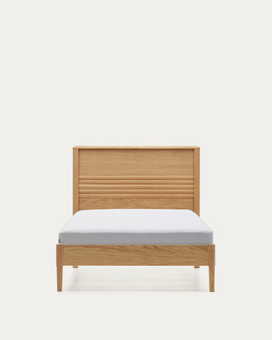 Lit Lenon en bois et placage chêne pour matelas de 90 x 200 cm FSC MIX Credit