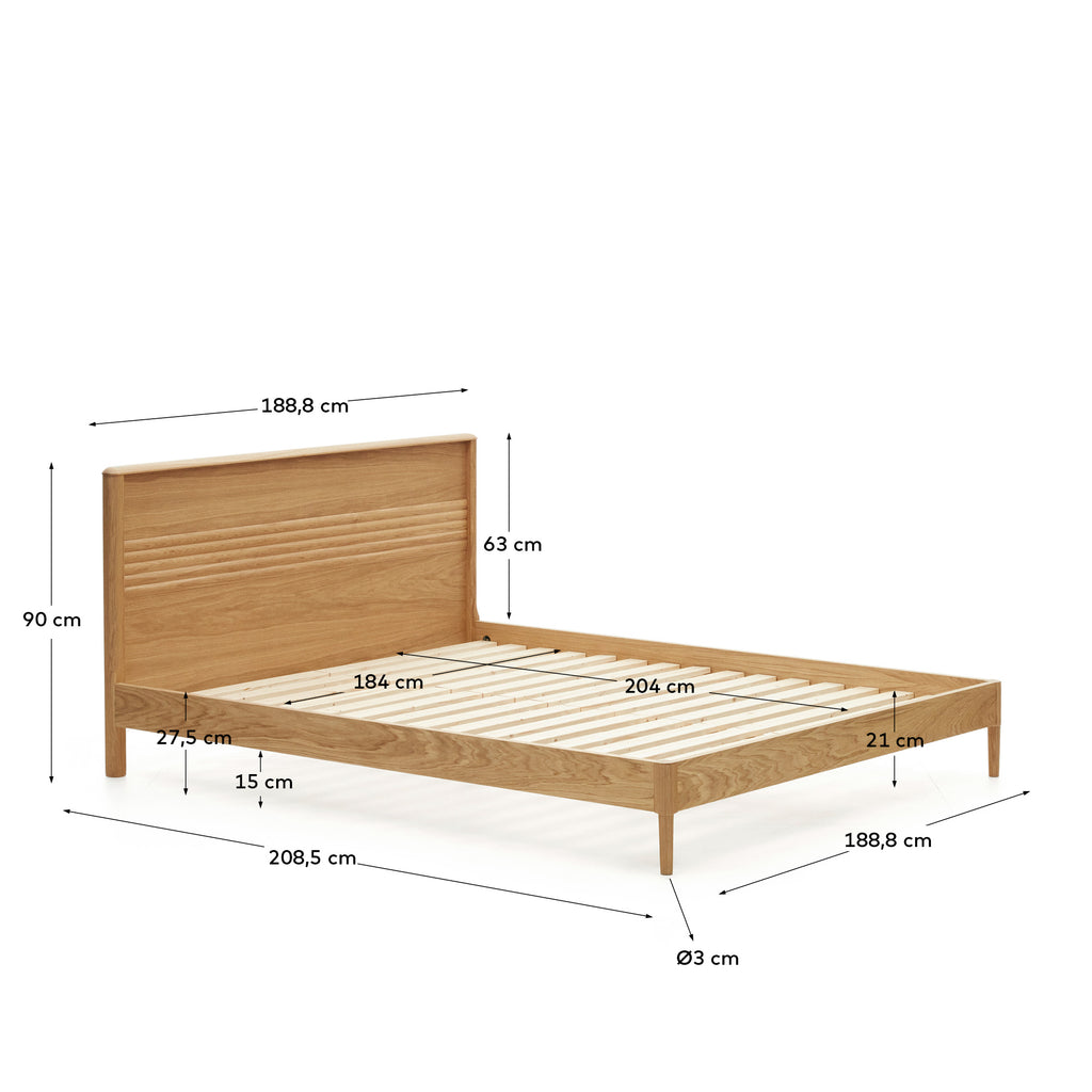 Lit Lenon en bois et placage chêne pour matelas de 180 x 200 cm FSC MIX Credit