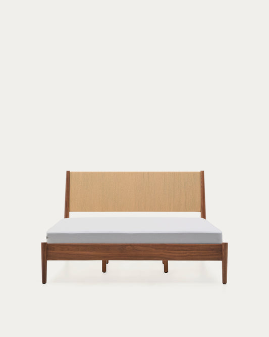 Lit Elan en placage et bois de noyer avec corde matelas 160 x 200 cm FSC 100 %