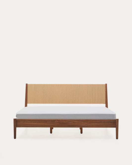 Lit Elan en placage et bois de noyer avec corde matelas 180 x 200 cm FSC 100 %
