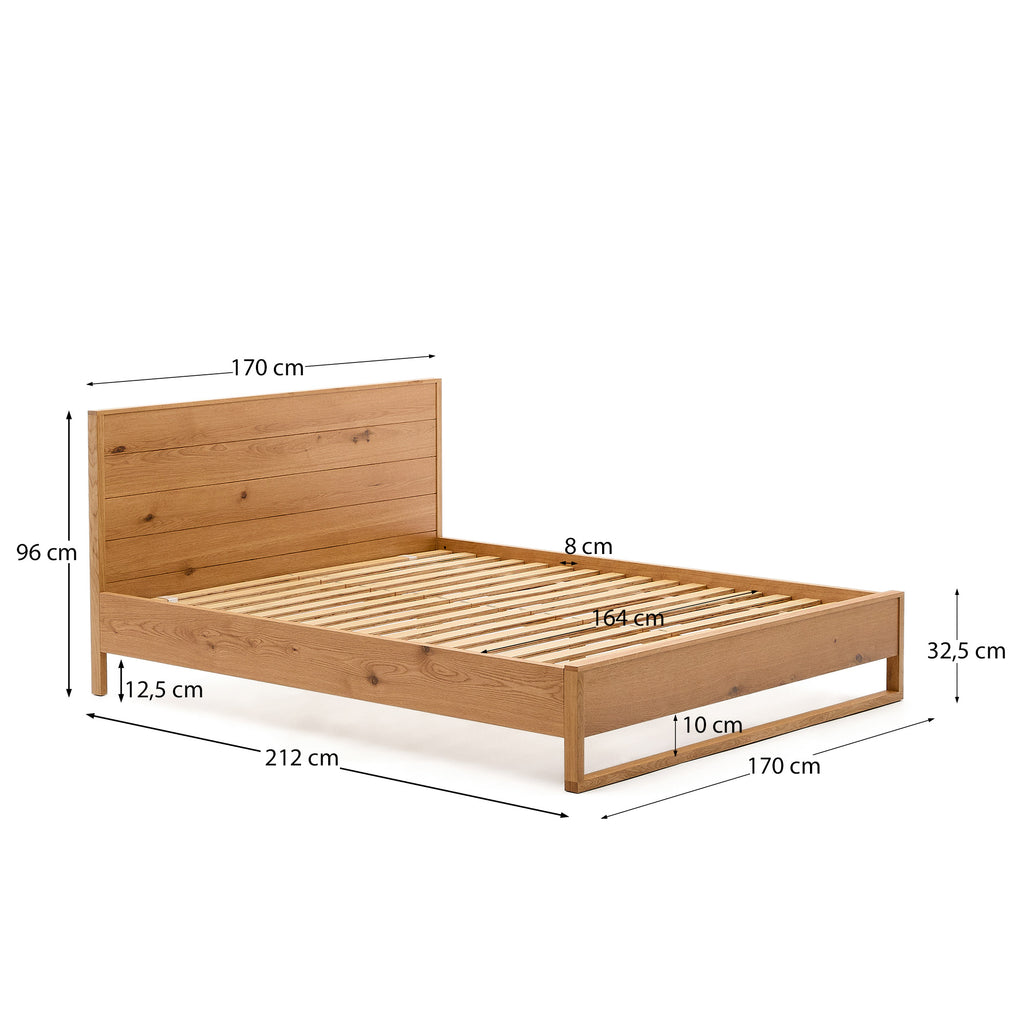 Lit Alguema en placage de chêne avec finition naturelle pour matelas 160 x 200 cm