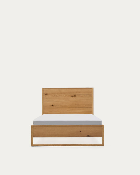 Lit Alguema en placage de chêne avec finition naturelle pour matelas 90 x 190 cm