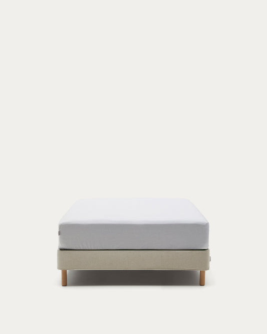 Ofelia base with ecru removable cover and solid beech wooden legs for a 90 x 200 cm mattress FSC Mix Credit