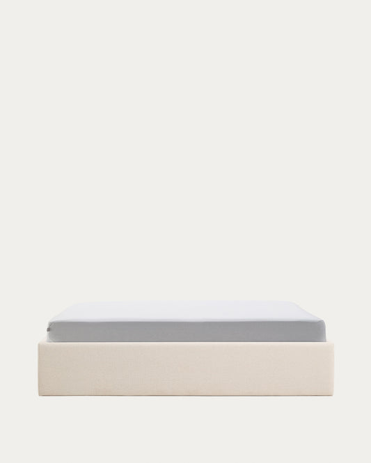 Sommier coffre déhoussable Nelzi en chenille écrue pour matelas de 180 x 200 cm FSC 100 %