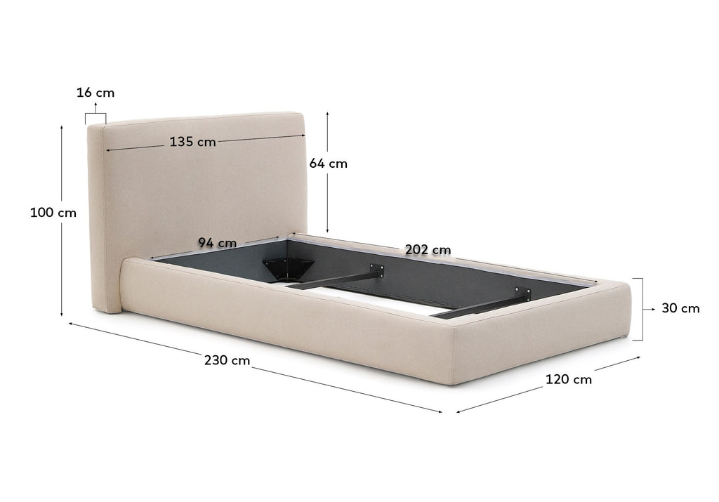 Cadre de lit déhoussable Blok écru pour matelas de 90 x 200 cm FSC Mix Credit