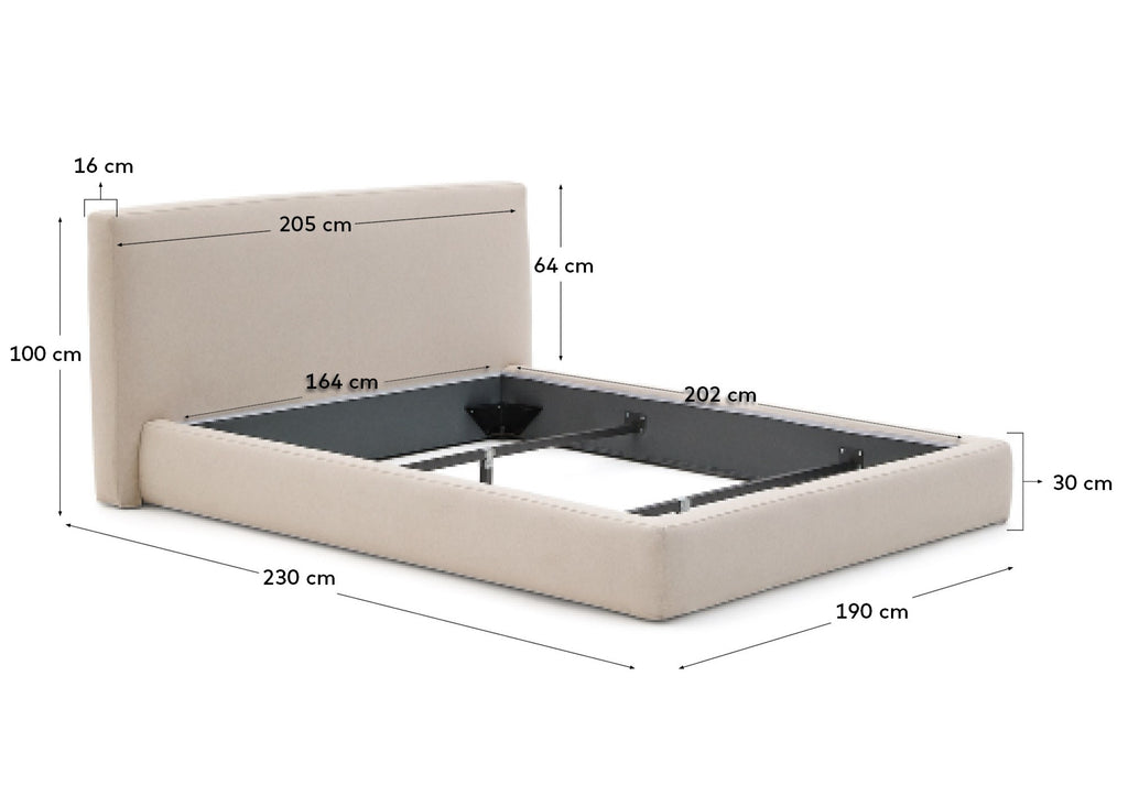 Cadre de lit déhoussable Blok écru pour matelas de 160 x 200 cm FSC Mix Credit