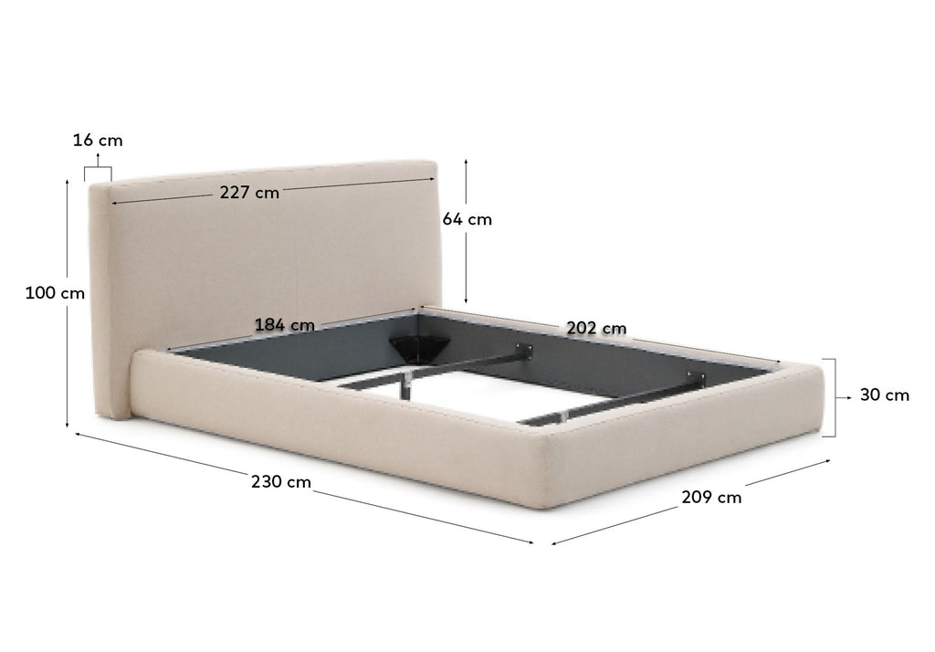 Cadre de lit déhoussable Blok écru pour matelas de 180 x 200 cm FSC Mix Credit
