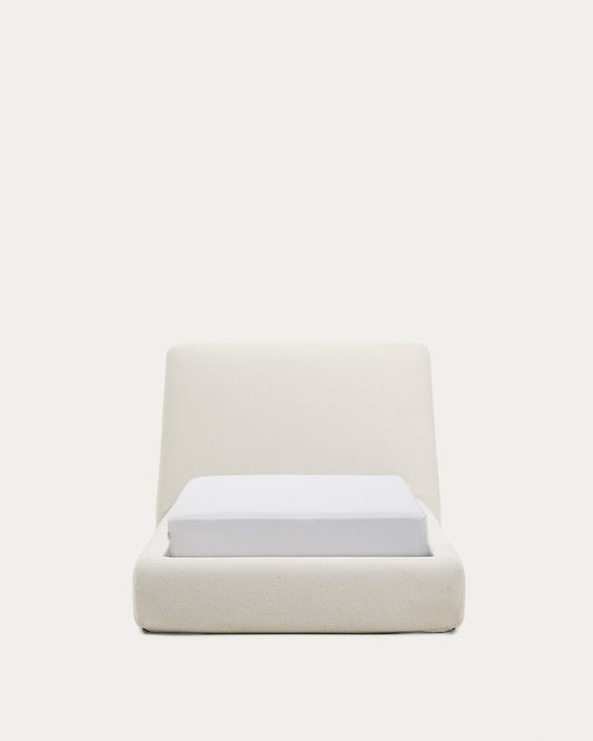 Lit déhoussable Martina en chenille écrue pour matelas de 90 x 200 cm