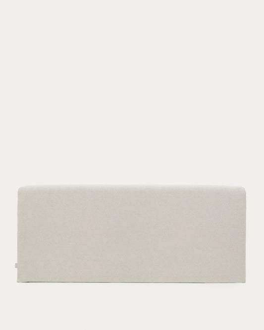 Tête de lit déhoussable Valma en tissu chenille perle pour lit de 180 x 200 cm.