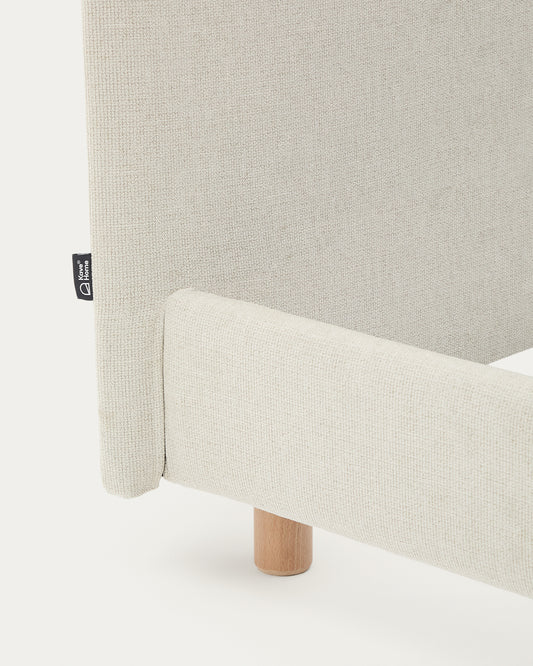 Housse pour cadre de lit Valma en tissu chenille perle pour matelas de 160 x 200 cm.