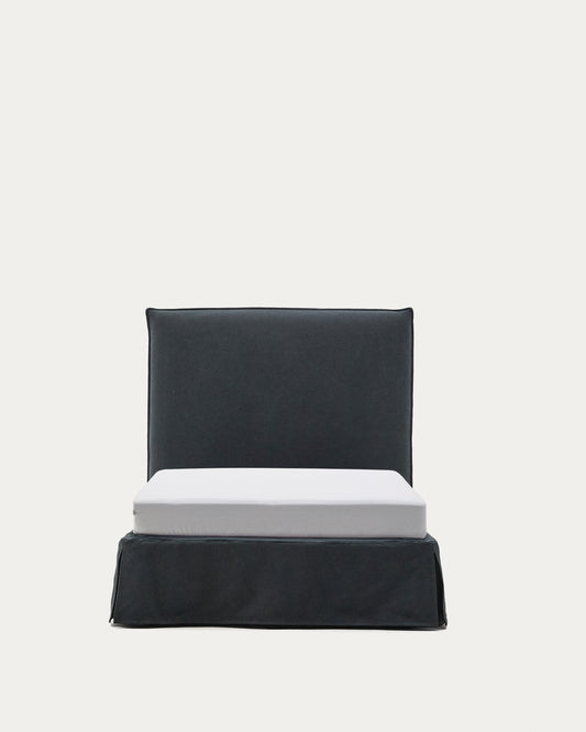 Lit déhoussable Jaira en lin et coton gris anthracite pour matelas de 90 x 200 cm FSC Mix Credit