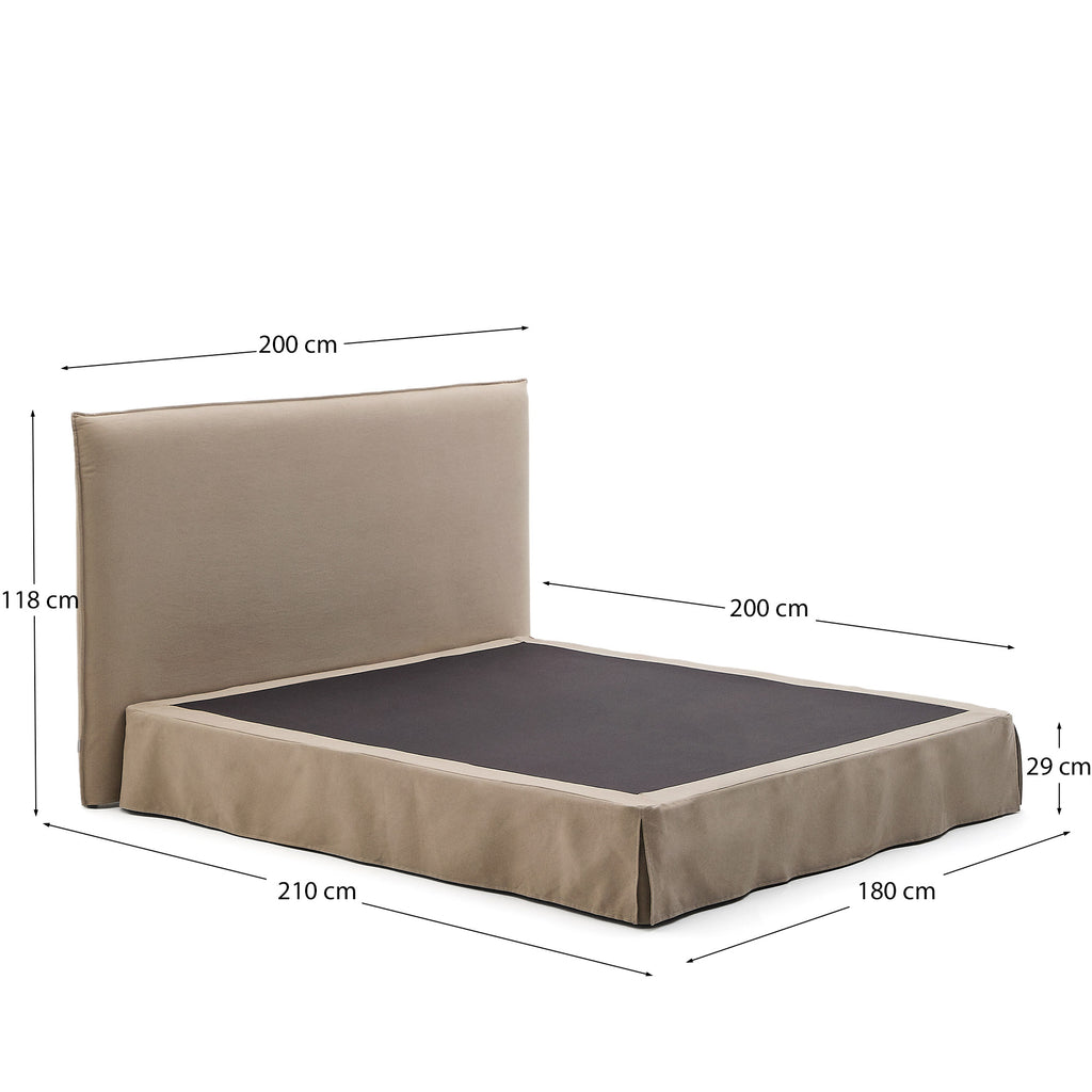 Lit déhoussable Jaira en lin et coton taupe pour matelas de 180 x 200 cm FSC Mix Credit