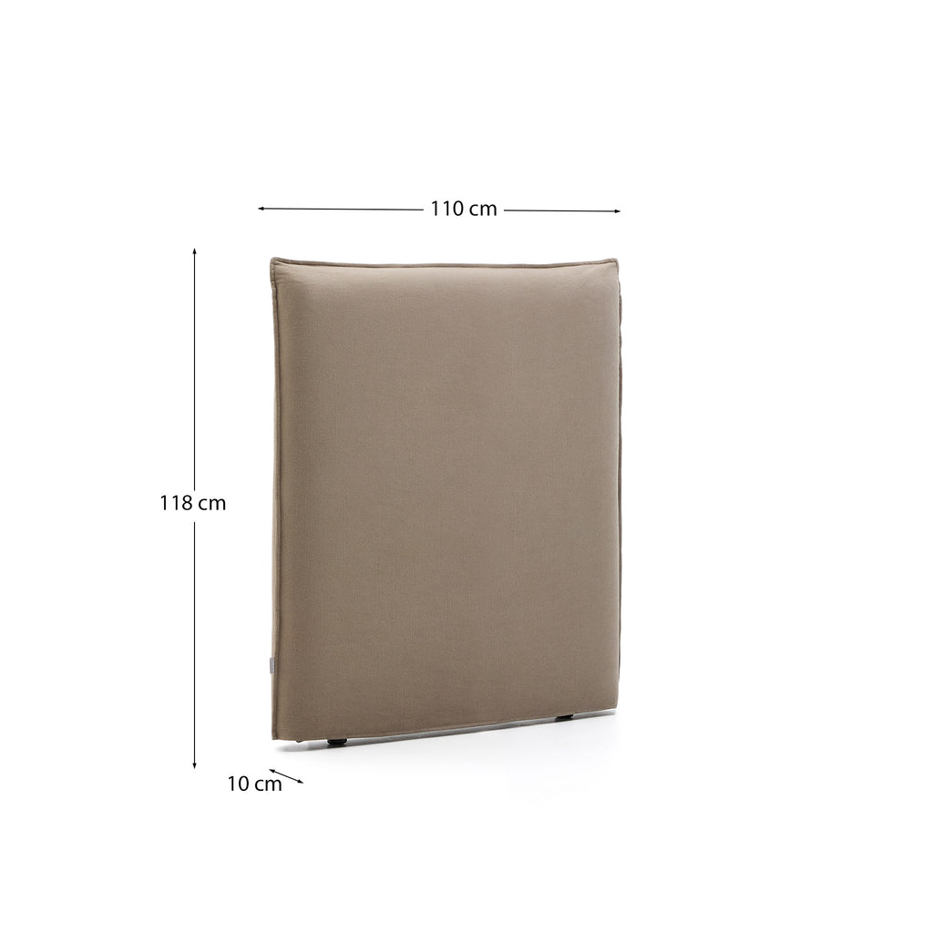 Tête de lit déhoussable Jaira en lin et coton taupe pour lit de 90 cm FSC Mix Credit