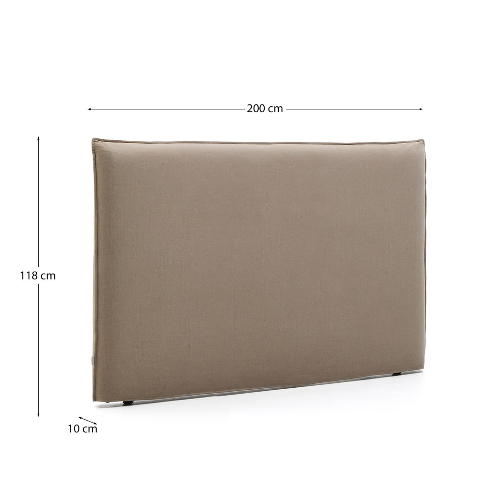 Tête de lit déhoussable Jaira en lin et coton taupe pour lit de 180 cm FSC Mix Credit