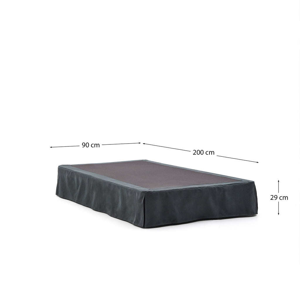 Base déhoussable Jaira en lin et coton gris anthracite pour matelas de 90 x 200 cm