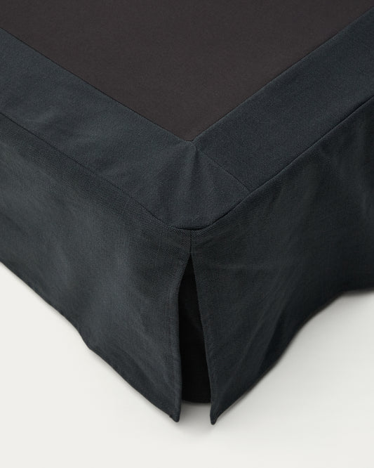 Base déhoussable Jaira en lin et coton gris anthracite pour matelas de 90 x 200 cm