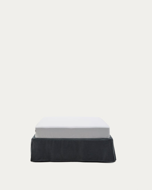 Base déhoussable Jaira en lin et coton gris anthracite pour matelas de 90 x 200 cm