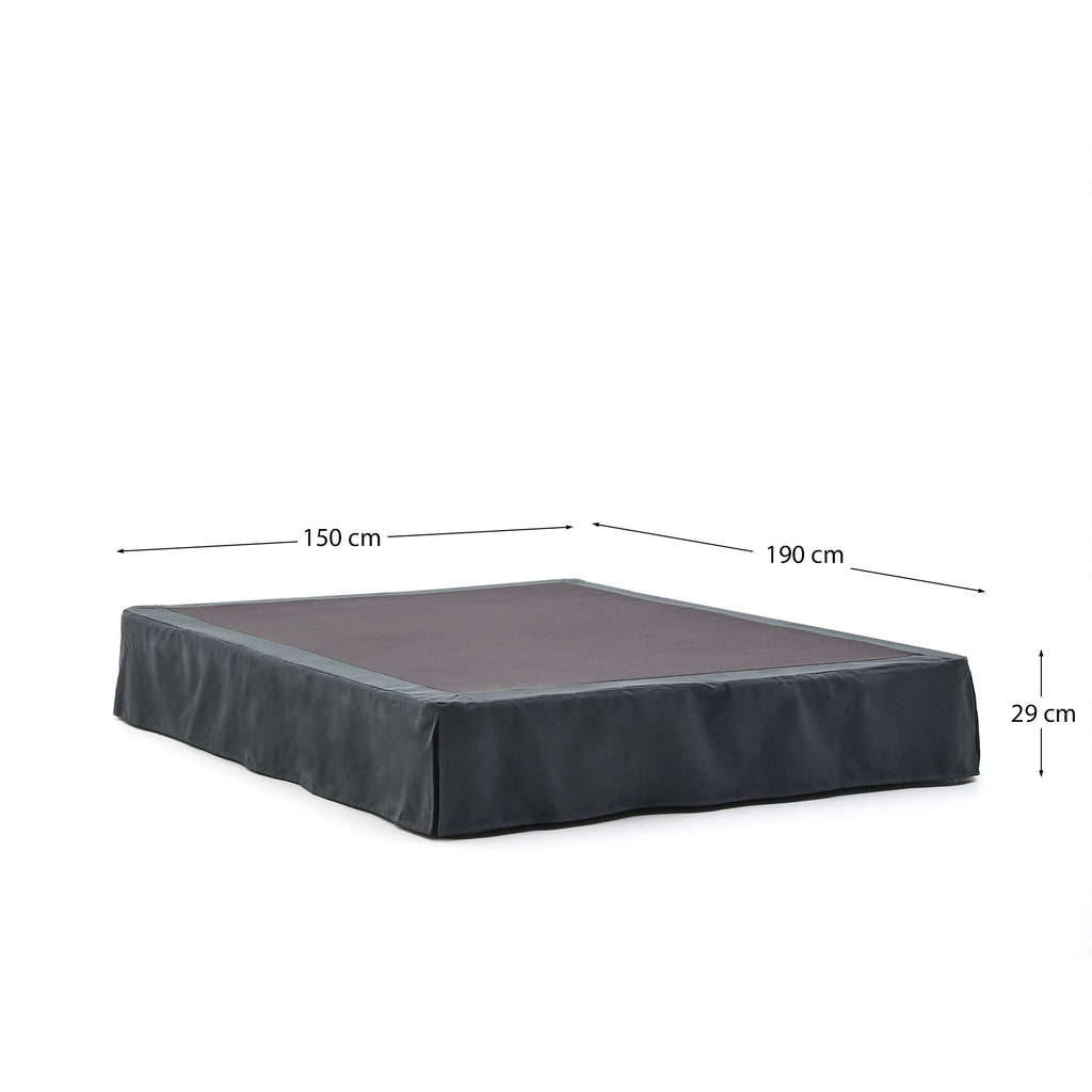 Base déhoussable Jaira en lin et coton gris anthracite pour matelas de 150 x 190 cm