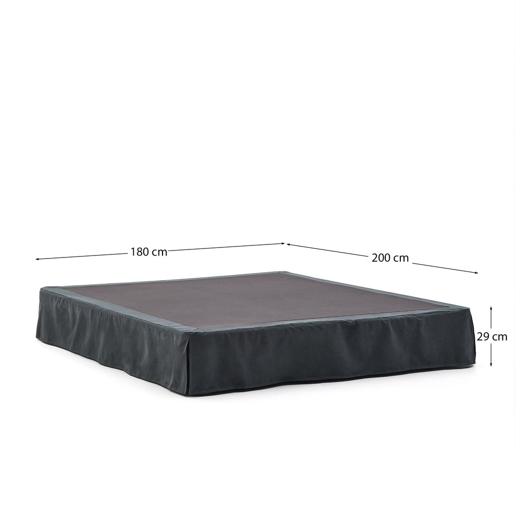 Base déhoussable Jaira en lin et coton gris anthracite pour matelas de 180 x 200 cm