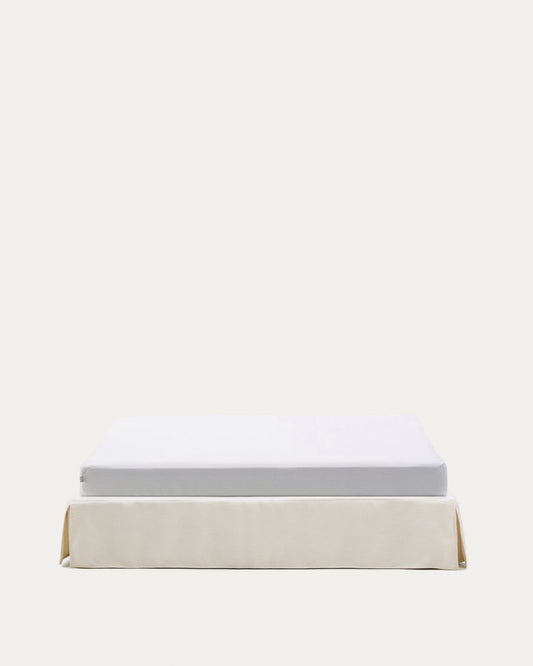 Base déhoussable Jaira en chenille blanche pour matelas de 180 x 200 cm