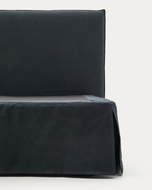Housse pour cadre de lit Jaira en lin et coton gris anthracite pour matelas de 160 x 200 cm.