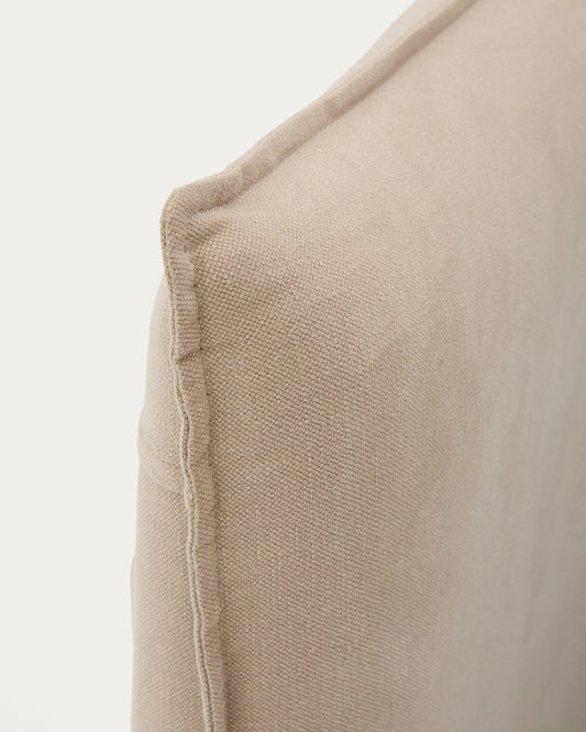 Housse pour tête de lit Jaira en lin et coton taupe pour lit jusqu’à 150 cm