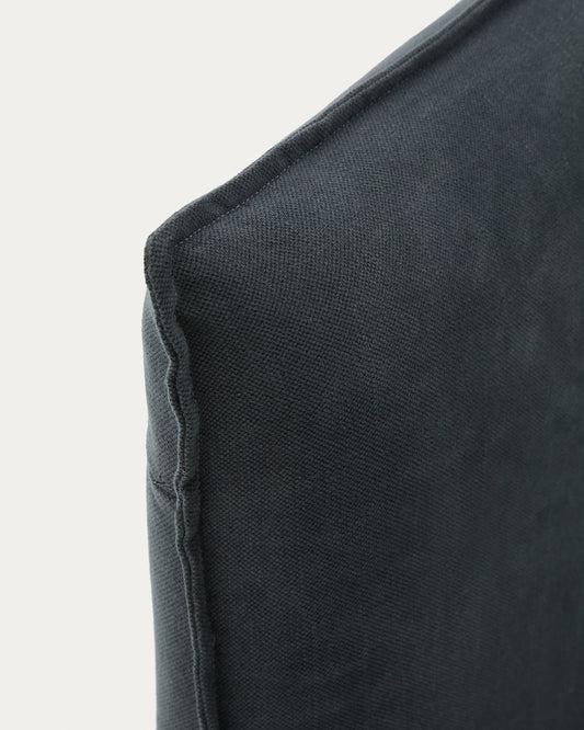 Housse pour tête de lit Jaira en lin et coton gris anthracite pour lit jusqu’à 180 cm