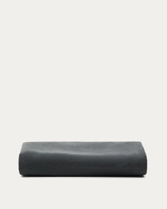 Housse pour tête de lit Jaira en lin et coton gris anthracite pour lit jusqu’à 90 cm