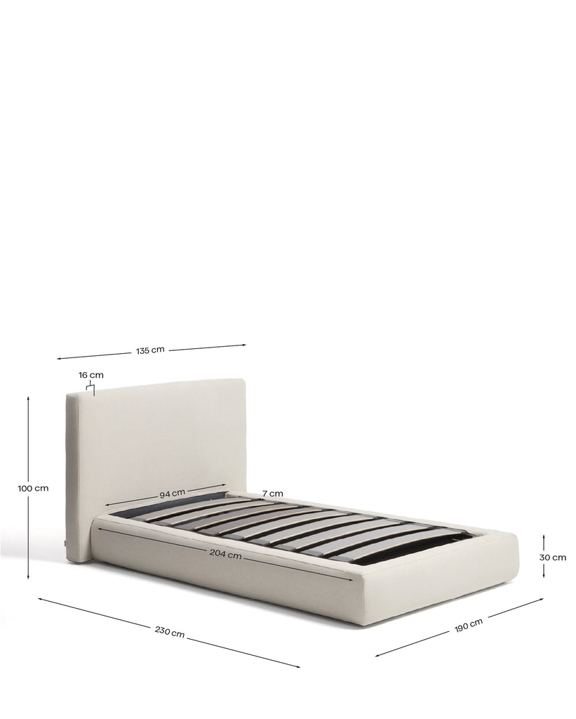 Cadre de lit déhoussable avec sommier coffre Blok écru pour matelas de 90 x 200 cm FSC Mix Credit