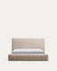 Cadre de lit déhoussable Luiana en chenille beige pour matelas de 160 x 200 cm