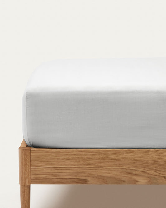 Drap-housse Teia 100% percale de coton 180 fils blanc 180 x 200 cm