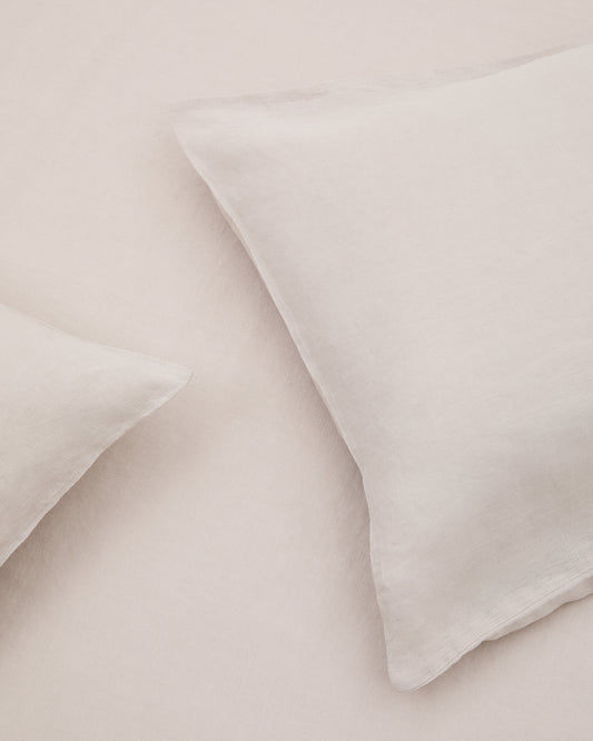 Ensemble Simmel housse de couette et taie d’oreiller en mélange de lin couleur grise pour lit 90 cm