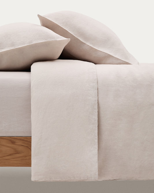 Drap-housse Simmel en coton et lin couleur grise pour lit 180 cm