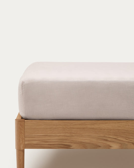 Drap-housse Simmel en mélange de lin couleur grise pour lit 180 cm