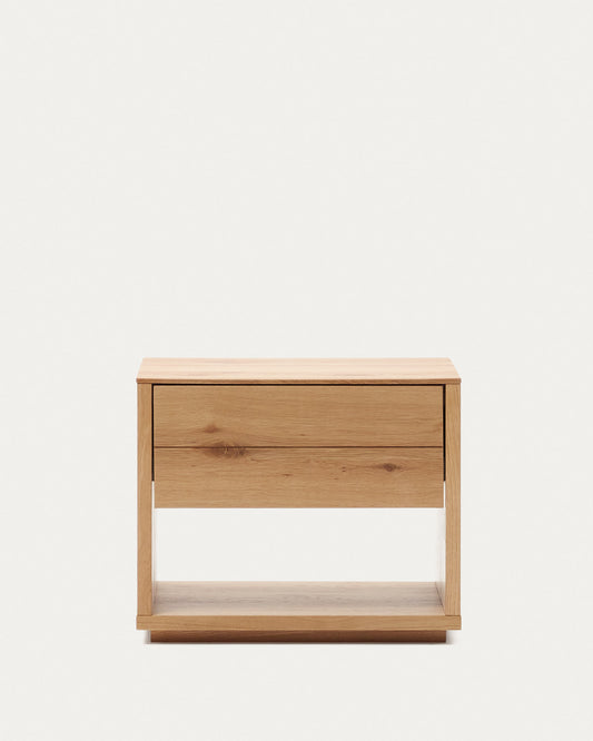 Table de chevet Alguema en placage de chêne finition naturelle 60 x 50 cm