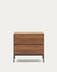 Vedrana bedside table, 2 walnut veneer drawers, and black steel legs, 60 x 55 cm