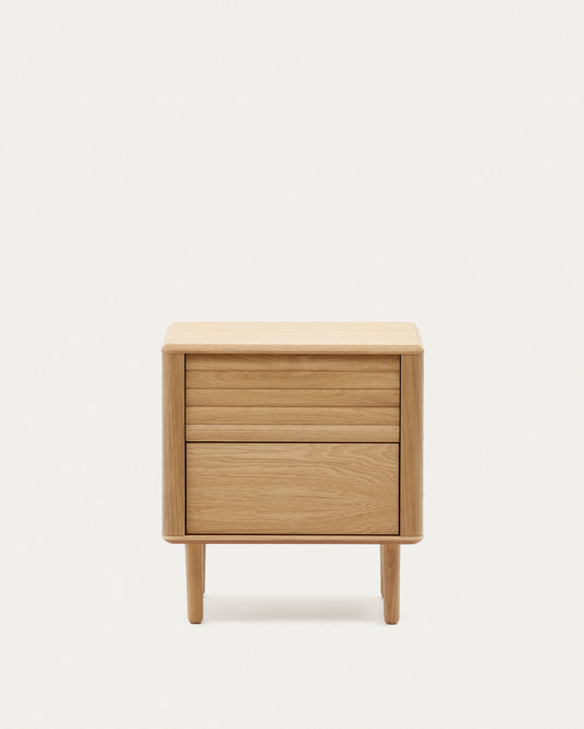 Table de chevet Lenon 2  tiroirs bois et placage chêne 50 x 55 cm FSC MIX Credit