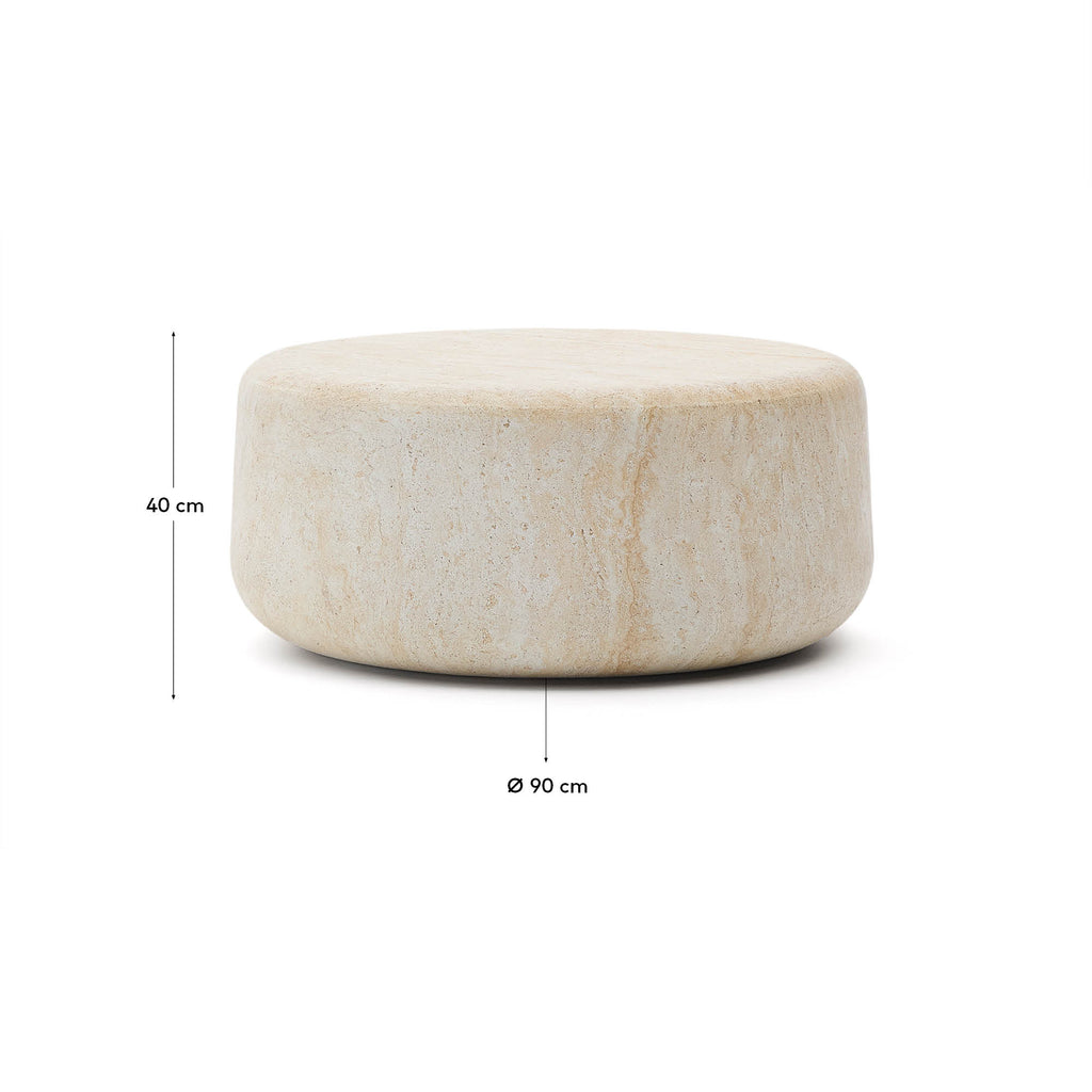 Table basse Drasi en ciment avec finition effet travertin Ø 90 cm