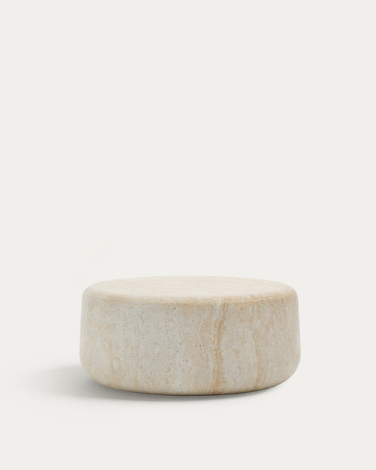 Drasi cement coffee table with travertine-effect finish Ø90cm