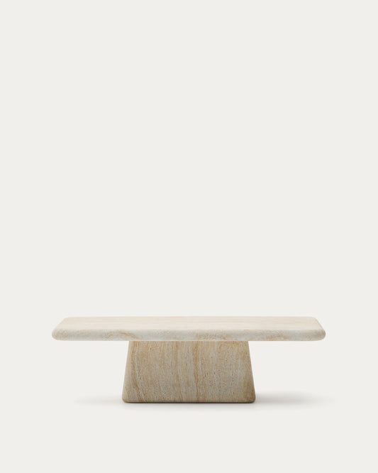 Table basse Drasi en ciment avec finition effet travertin 140 x 70 cm