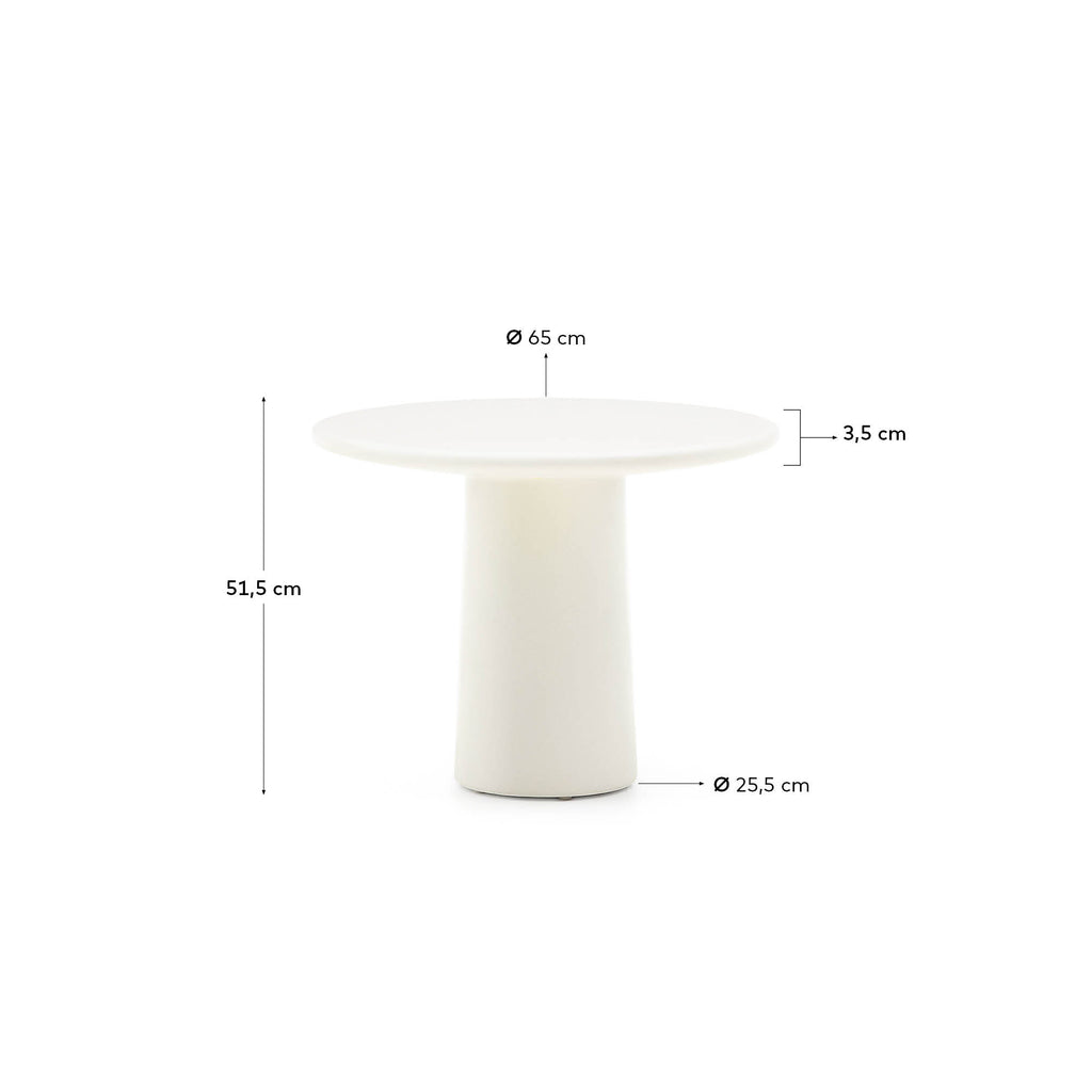 Table basse Albanella en ciment avec finition blanc brillant Ø 65 cm