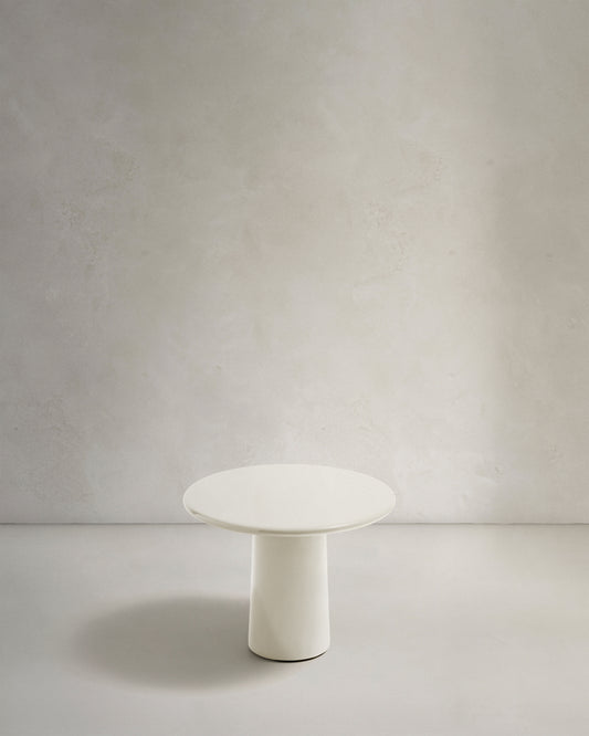 Table basse Albanella en ciment avec finition blanc brillant Ø 65 cm