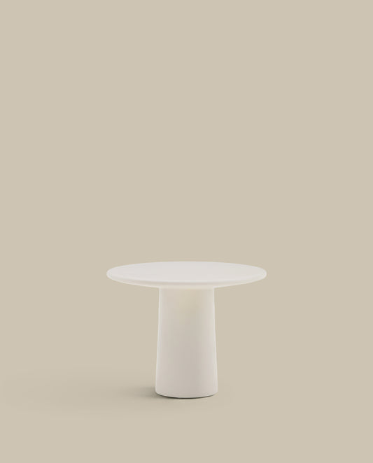Table basse Albanella en ciment avec finition blanc brillant Ø 65 cm