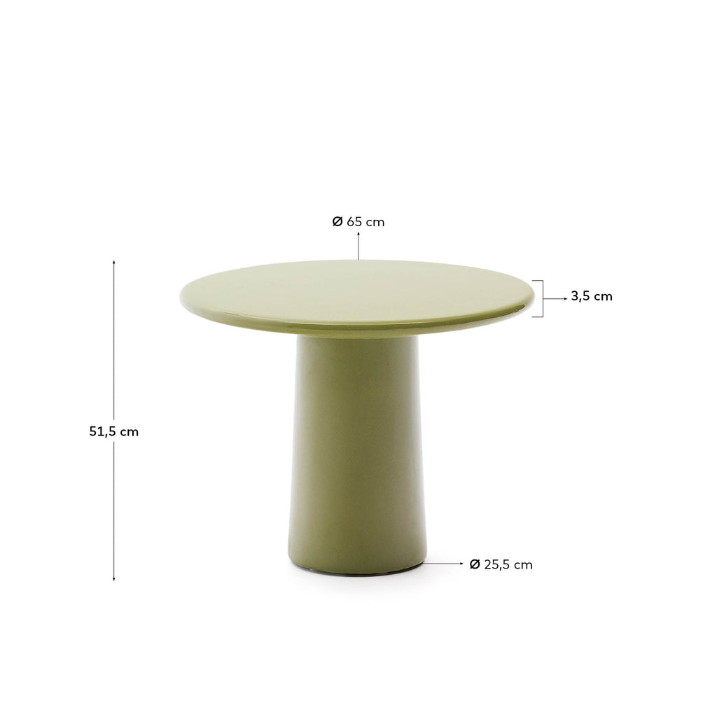 Table basse Albanella en ciment avec finition vert brillant Ø 65 cm